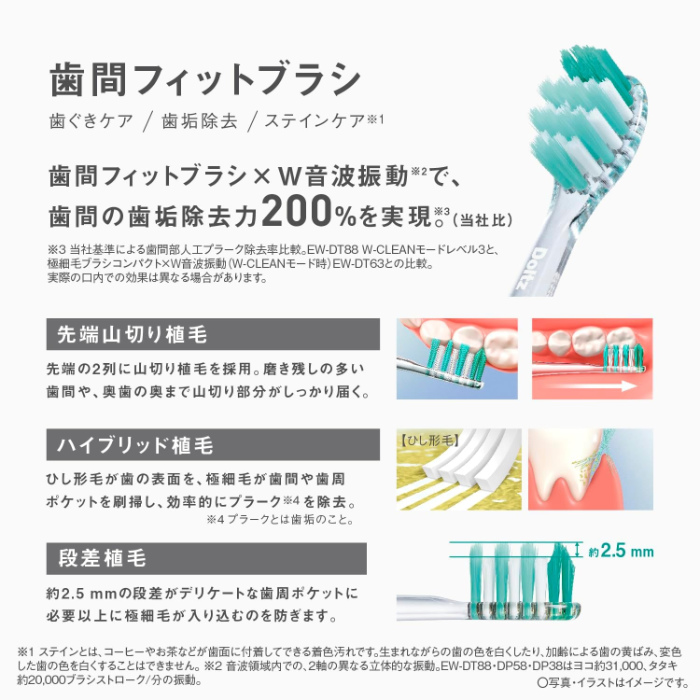 Doltz パナソニック 電動歯ブラシ ドルツプレミアム W音波振動ハブラシ