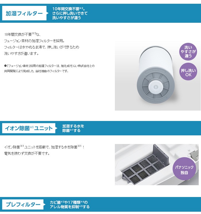 Panasonic パナソニック ヒートレスファン 気化式加湿機 nanoe