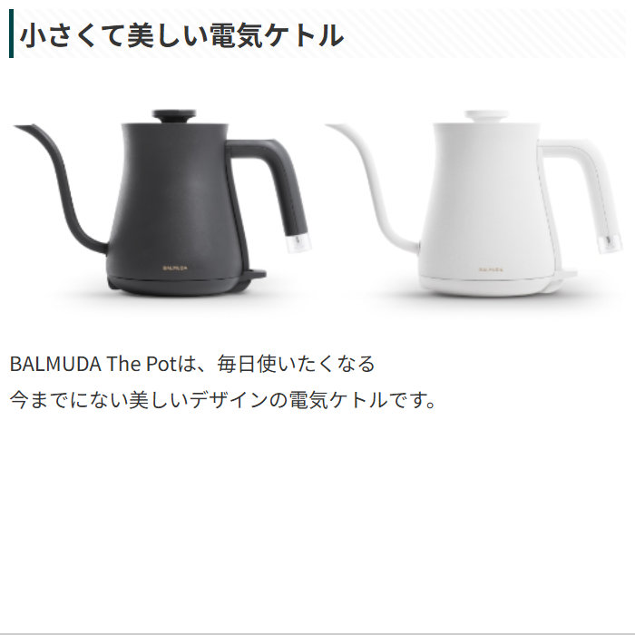 BALMUDA（バルミューダ） 電気ケトル 550ml BALMUDA The Pot ザ