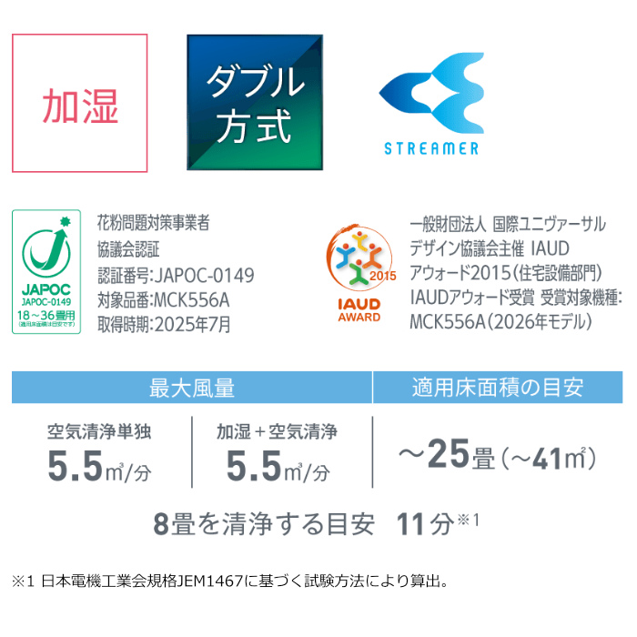 ダイキン（DAIKIN） 加湿ストリーマ空気清浄機 加湿55タイプ 2026年