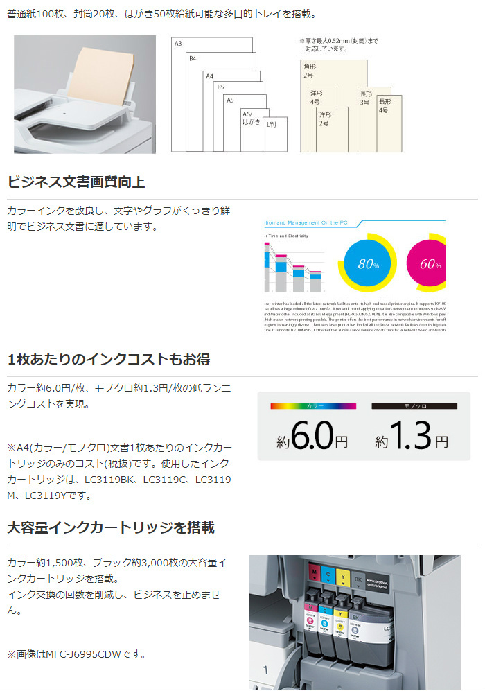 【A3対応】brother MFC-J6980CDW 業務用 2段トレイ ブラザー A3フル対応 インクジェット複合機 大容量2段トレイ プリビオ