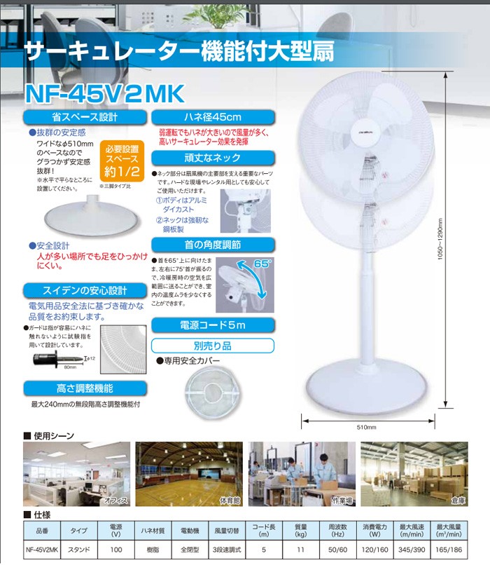 スイデン 業務用 扇風機 nedius サーキュレーター機能付き大型扇 NF