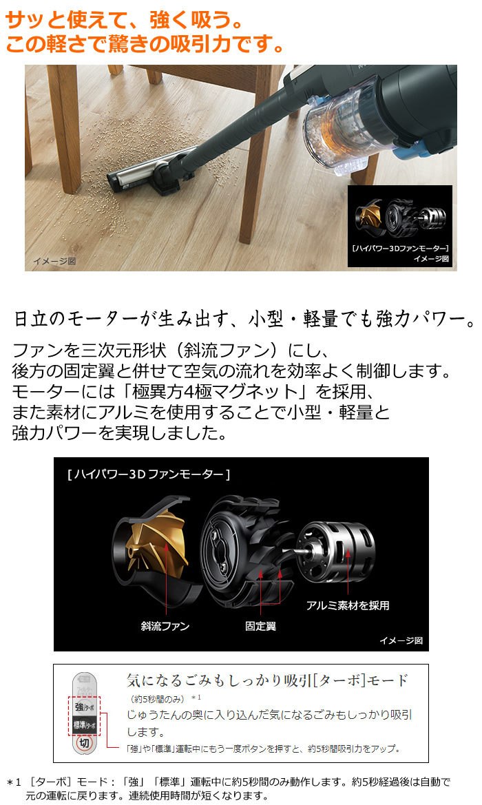 日立（HITACHI） 掃除機 コードレス スティック クリーナー ラクかる