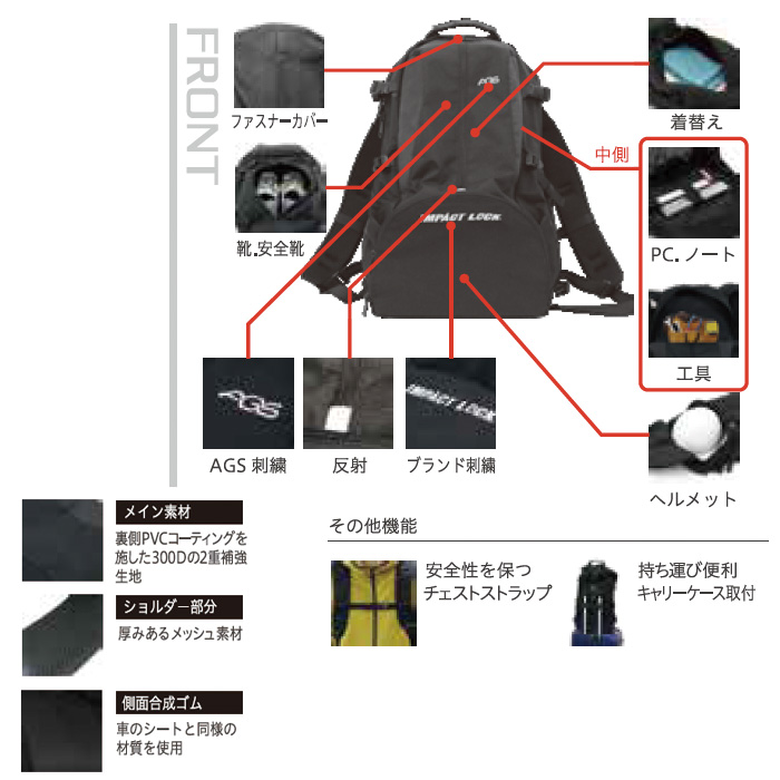 インパクトロック AGS ワーカーズリュック RA-009-silver シルバー ディックコーポレーション 正規販売店｜pc-akindo｜03
