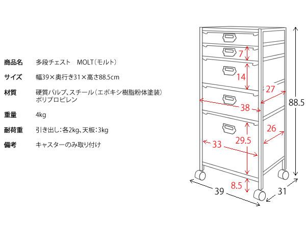 多段チェスト 5段引き出し 天板 SH-1227-BK ブラック 幅39×奥行き31×高