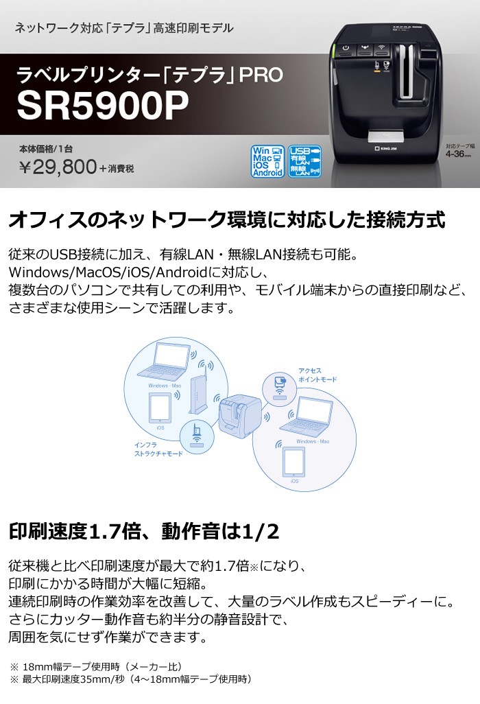KING JIM（キングジム） ラベルプリンター テプラ プロ PRO SR5900P