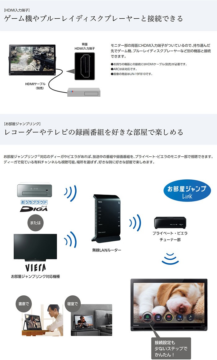 パナソニック 19V型 ポータブル 液晶テレビ プライベート・ビエラ