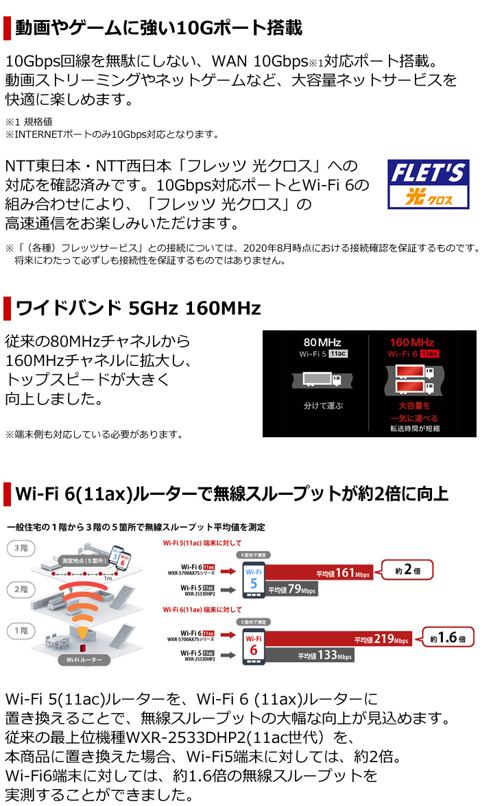 バッファロー Wi-Fiルーター Wi-Fi 6対応 ハイパフォーマンスモデル 4803+860Mbps 11ax WXR-5700AX7S ブラック  :WXR-5700AX7S:PCあきんど - 通販 - Yahoo!ショッピング