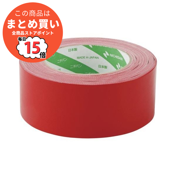 （まとめ） ニチバン 布カラーテープ 102N1-50 赤 1巻入 〔×5セット〕