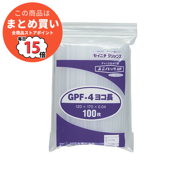 （まとめ） セイニチ ユニパックGP ヨコ長タイプヨコ170×タテ120×厚み0.04mm GPF 4ヨコナガ 1パック（100枚） 〔×10セット〕 :ds 2122431:PCメイト