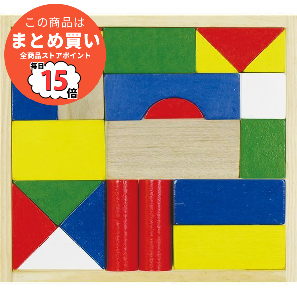 （まとめ）カラフル木製つみき（ケース入）〔×10セット〕