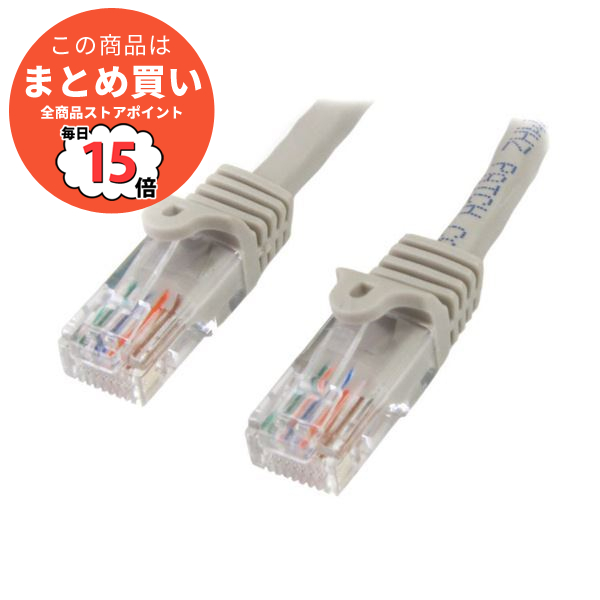 （まとめ）StarTech.com Cat5eLANケーブル グレー 1m 45PAT1MGR 1本 〔×10セット〕 :ds 2361452:PCメイト