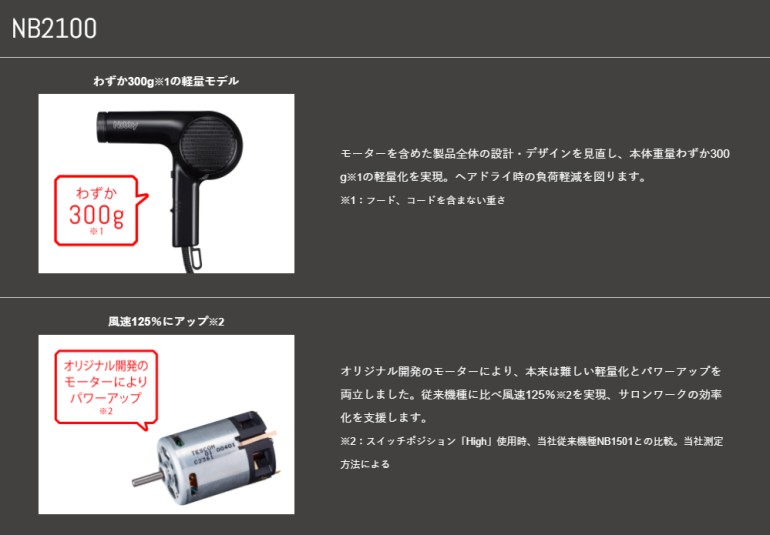テスコム（TESCOM） マイナスイオンヘアードライヤー ノビー NB2100-W