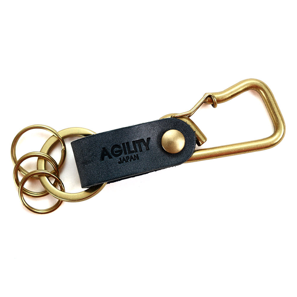 【ネコポス】カラビナ レザー 革 キーホルダー ベルトループ 小物 キーリング 牛革 ターコイズブルー AGILITY affa アジリティアッファ ブローシュ[M便 9/10] | AGILITY | 01