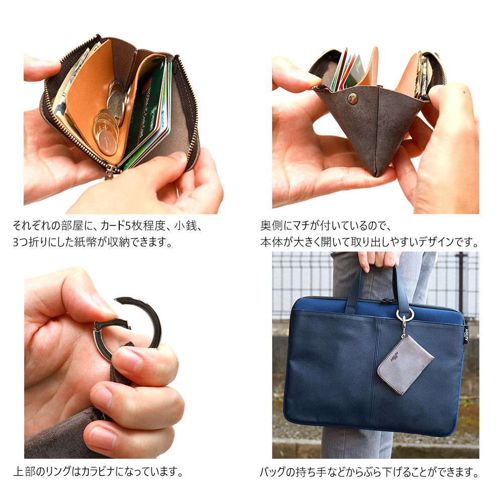 AGILITY 【ネコポス】L字ファスナー ミニ財布 コンパクト財布