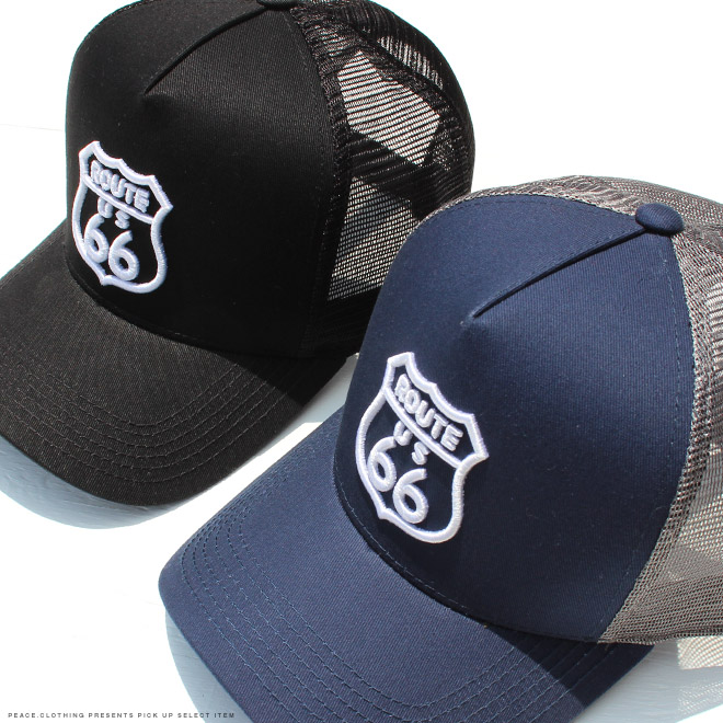値下げ中　SD 60/40クロス　キャップ　ワッペン ROUTE66】【CAP】ルート66 ツイル生地 刺繍ワッペン メッシュ