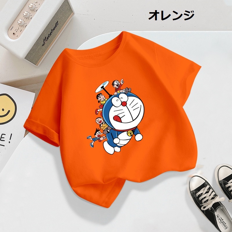 ドラえもん Tシャツ キッズ トップス カットソー ペアルック 綿100% 半袖 丸首 tシャツ 子...