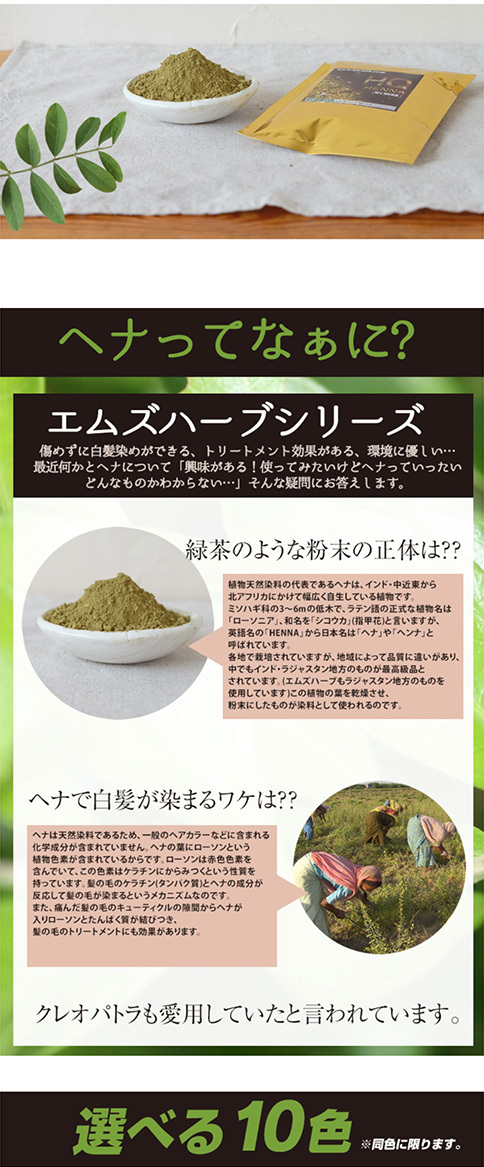 天然ヘナ ハーブ100g×3袋(300g)エムズハーブお得な3個セット