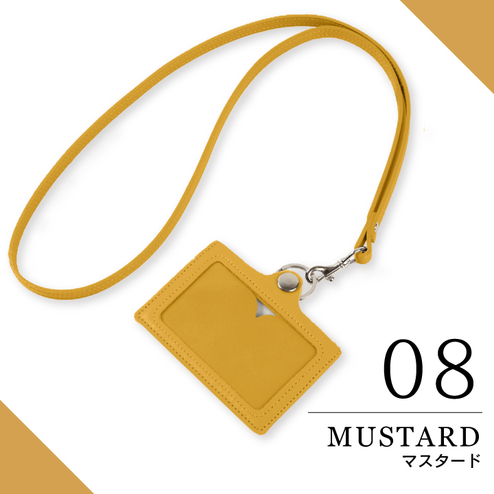 IDカードホルダー 本革 ネックストラップ 付き 横型 メンズ レディース