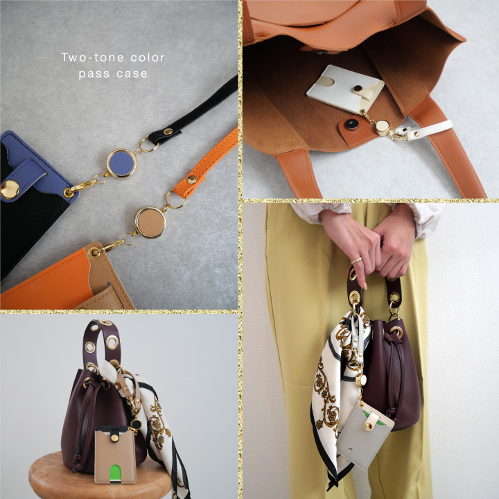 パスケース 定期入れ おしゃれなツートン カードが 落ちない リール付