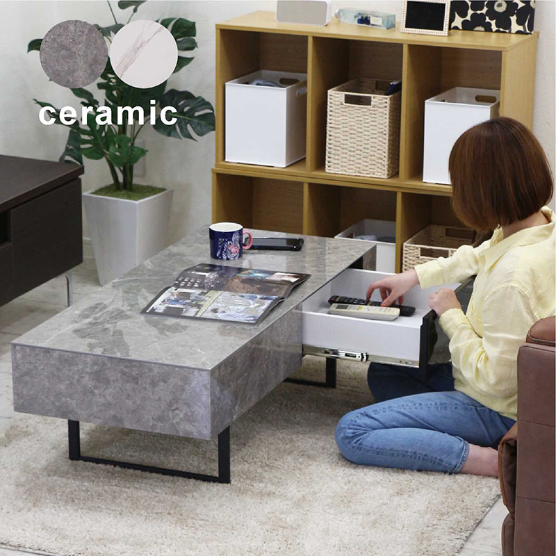 2/22限定 ポイント10倍】ローテーブル 幅110cm セラミック 完成品