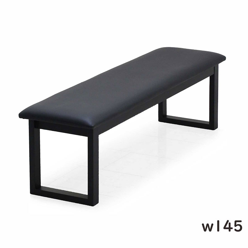 ダイニングベンチ 3人用 幅145cm ベンチ 黒 合成皮革 ラバーウッド