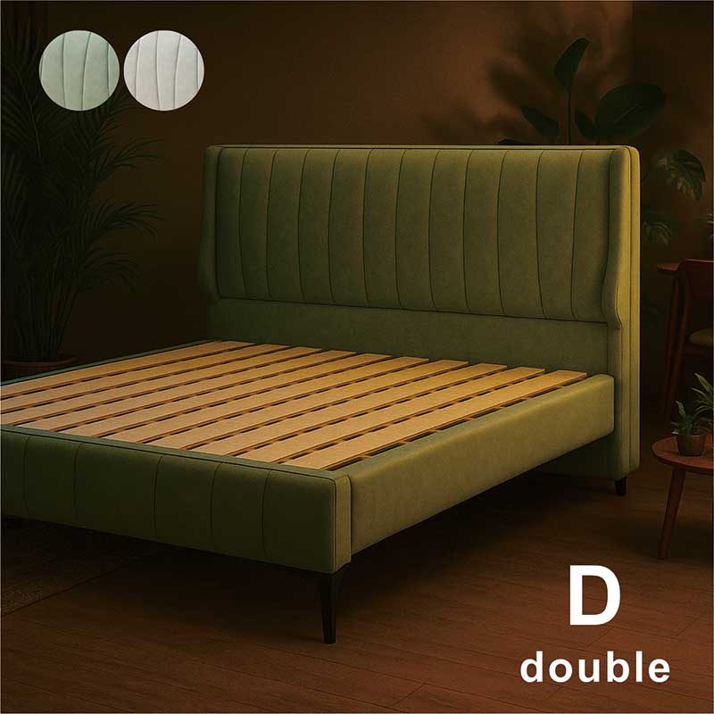 ダブルベッド フレームのみ レザーファブリック｜クッションヘッド