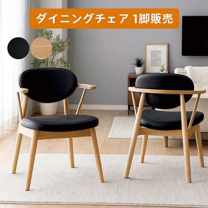 ダイニングチェア 肘付き 掛けられる ルンバ対応 木製 黒 完成品
