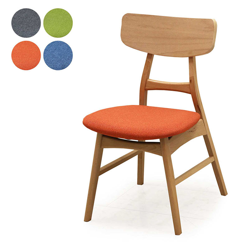 ダイニングチェア 2脚1セット 完成品 食卓椅子 北欧 ビーチ ブナ おしゃれ 木製 ファブリック座面 選べる2色