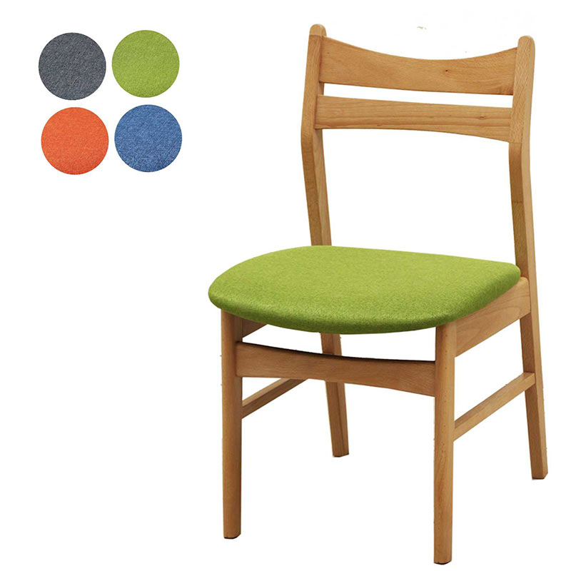 ダイニングチェア 2脚1セット 完成品 食卓椅子 北欧 ビーチ ブナ おしゃれ 木製 ファブリック座面 選べる2色