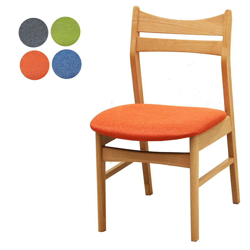 ダイニングチェア 2脚1セット 完成品 食卓椅子 北欧 ビーチ ブナ おしゃれ 木製 ファブリック座面 選べる2色