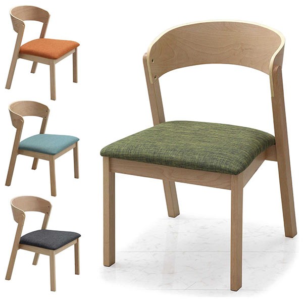 ダイニングチェア 2脚1セット 完成品 食卓椅子 北欧 ビーチ ブナ おしゃれ 木製 ファブリック座面 選べる2色