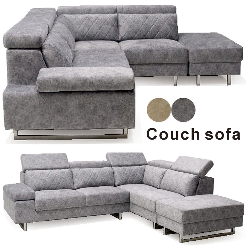 ライトグレー レザー カウチ ソファ ec-furniture_10001540