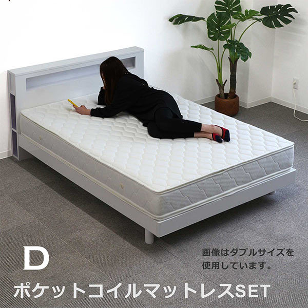 ダブルベッド マットレス付き すのこ 鏡面ホワイト おしゃれ コンセント付き 宮付き 北欧 モダン 木製