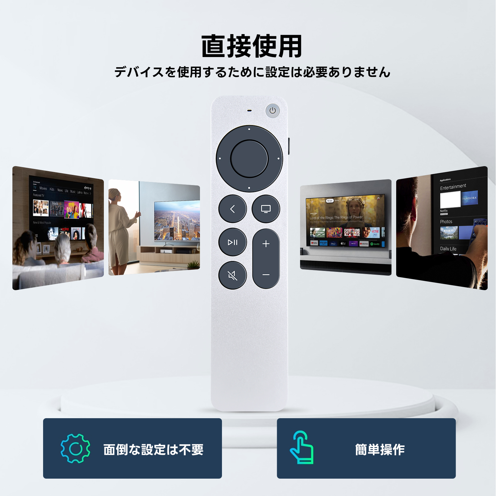 テレビリモコン for Apple TV 4K A2540 A2584 対応(音声機能なし