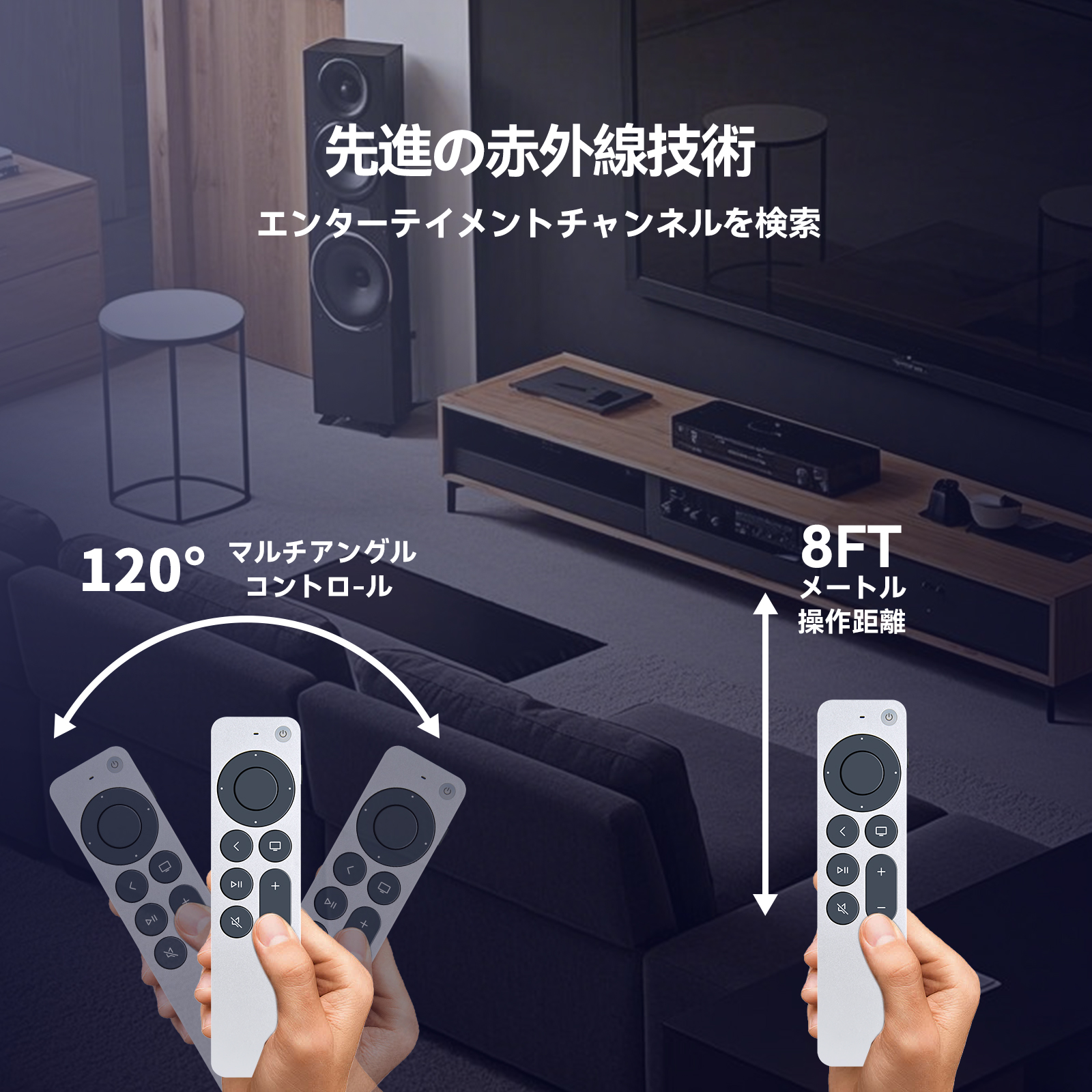 テレビリモコン for Apple TV 4K A2540 A2584 対応(音声機能なし