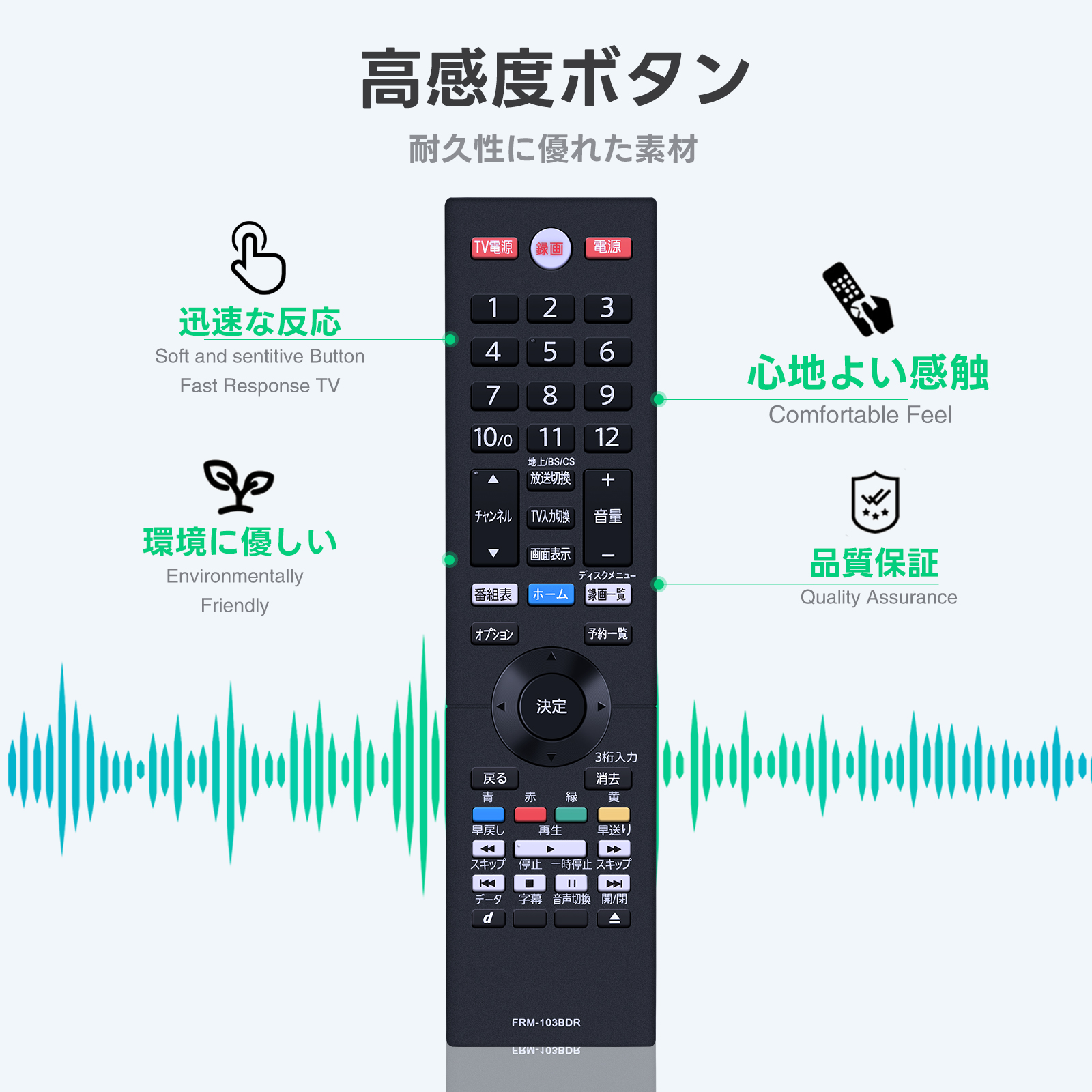 レコーダーリモコン NC480JP (FRM-103BDR) for FUNAI フナイ HDD内蔵