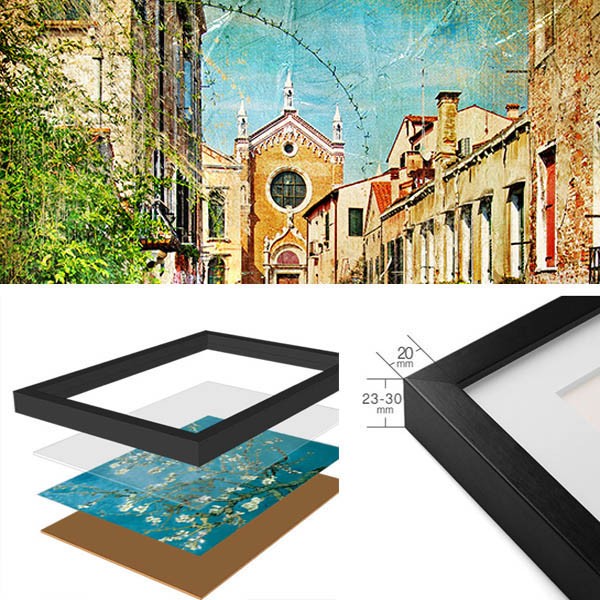 単品 33×43cm アートパネル 枠付きフレーム絵画 レトロ ヨーロピアン