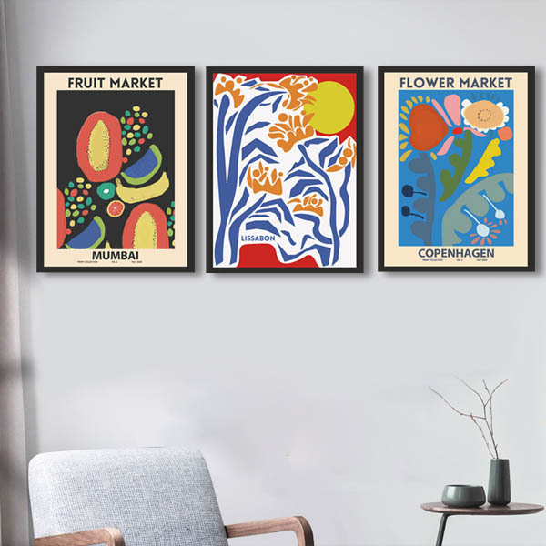 単品 33×43cm アートパネル 枠付き フレーム絵画 ポスター 抽象花柄