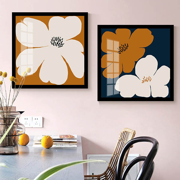 アートパネル3点セット 花 ウォールデコ 模様替え インテリアアート A10 単品 33×33cm アートパネル 枠付きフレーム絵画 北欧風 抽象 花