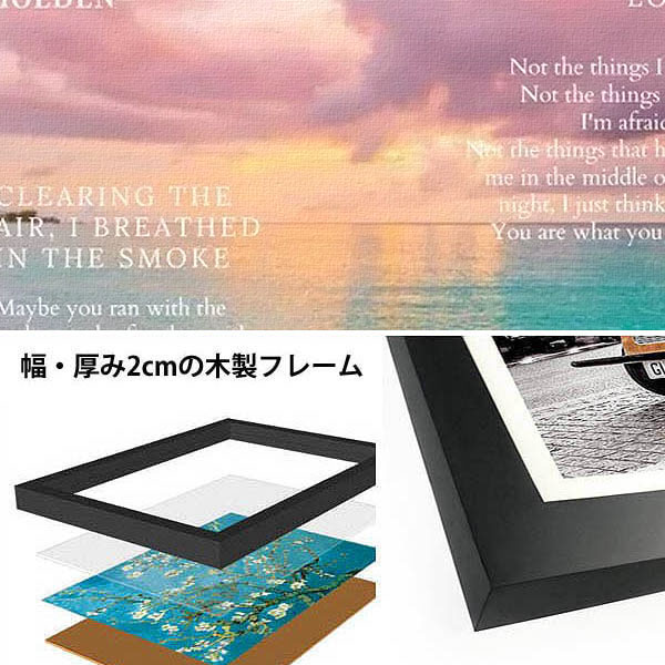単品 額入り アートポスター 33×43cm 枠付きフレーム絵画 海 ディスク