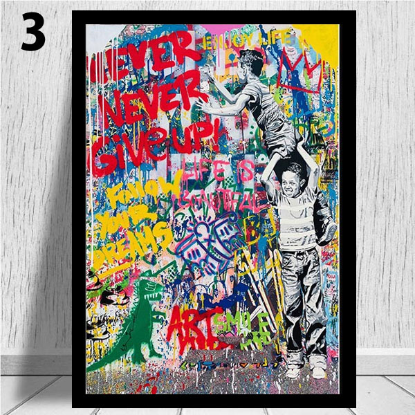 単品 額入り アートポスター 33×43cm 枠付きフレーム絵画 バンクシー