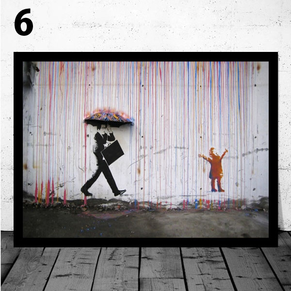 単品 額入り アートポスター 33×43cm 枠付きフレーム絵画 バンクシー