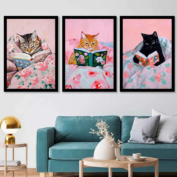単品 額入り アートポスター 33×43cm 枠付きフレーム絵画 本を