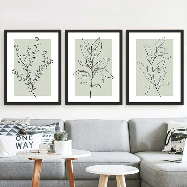 3枚セット 33×43cm アートパネル 枠付きフレーム絵画 線画アート