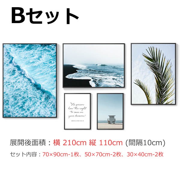 5枚セット アートパネル フレーム絵画 海 カリフォルニア 西海岸