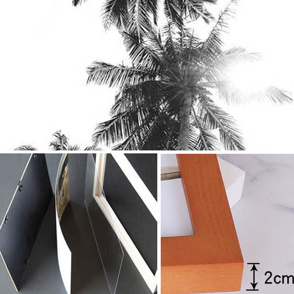 3枚セット 33×43cm アートパネル 枠付きフレーム絵画 モノクロ ヤシの