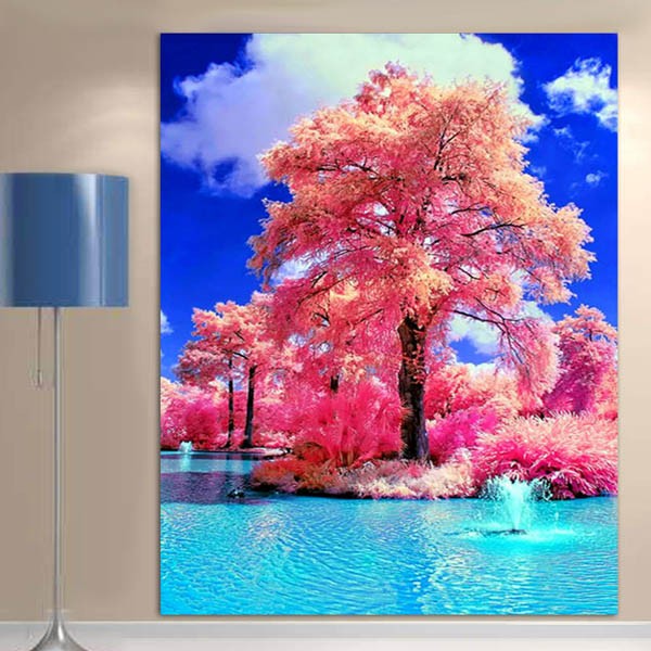 現代アート　オオヤサヤカ　Pink×Pink　ピクン×ピンク　コラージュアート 準上級フル ダイヤモンドアート キット ビーズ刺繍 幻想ピンク 桜の