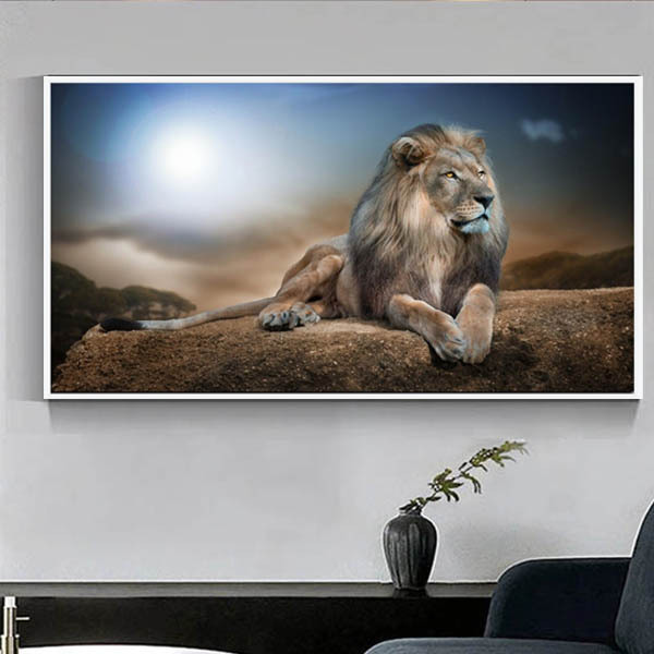 上級 フル ダイヤモンドアート キット ビーズ刺繍 ライオン 獅子 砂漠