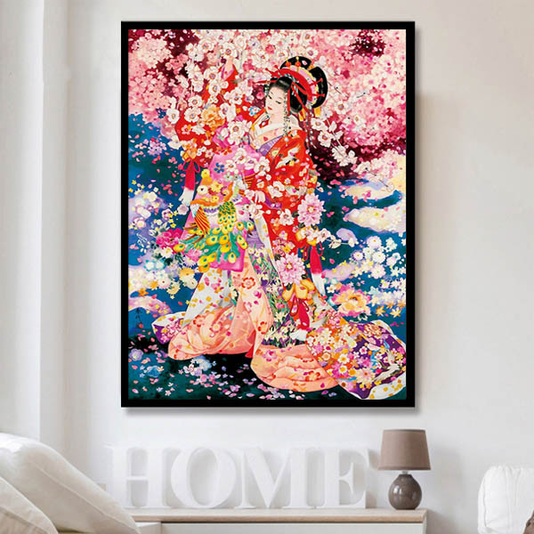 上級 フル ダイヤモンドアート キット ビーズ刺繍 桜満開 日本画風